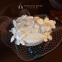 Princess satin petal mesh top hat gloves Bridal wedding jewelry Photo photo with makeup modeling plate Hair accessories