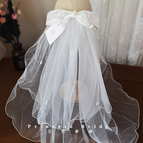 Korean romantic three-dimensional flower forest modeling pearl veil Bridal wedding accessories with makeup photo sample