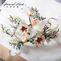 Sen female bride headwear dried flower hair accessories side clip hair fork fairy beauty princess wedding dress holiday seaside photo head