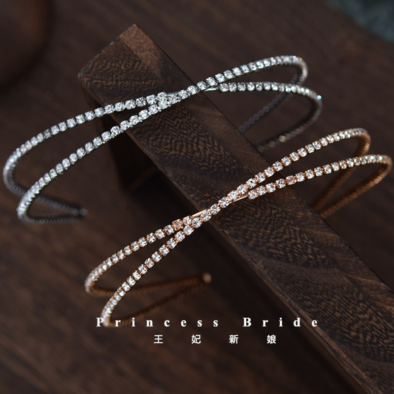 New Minimalist Han Style Water Drill Crown Hair Hoop Bridal Wedding Headwear Photo Gallery Photography and makeup Disc Hair Accessories