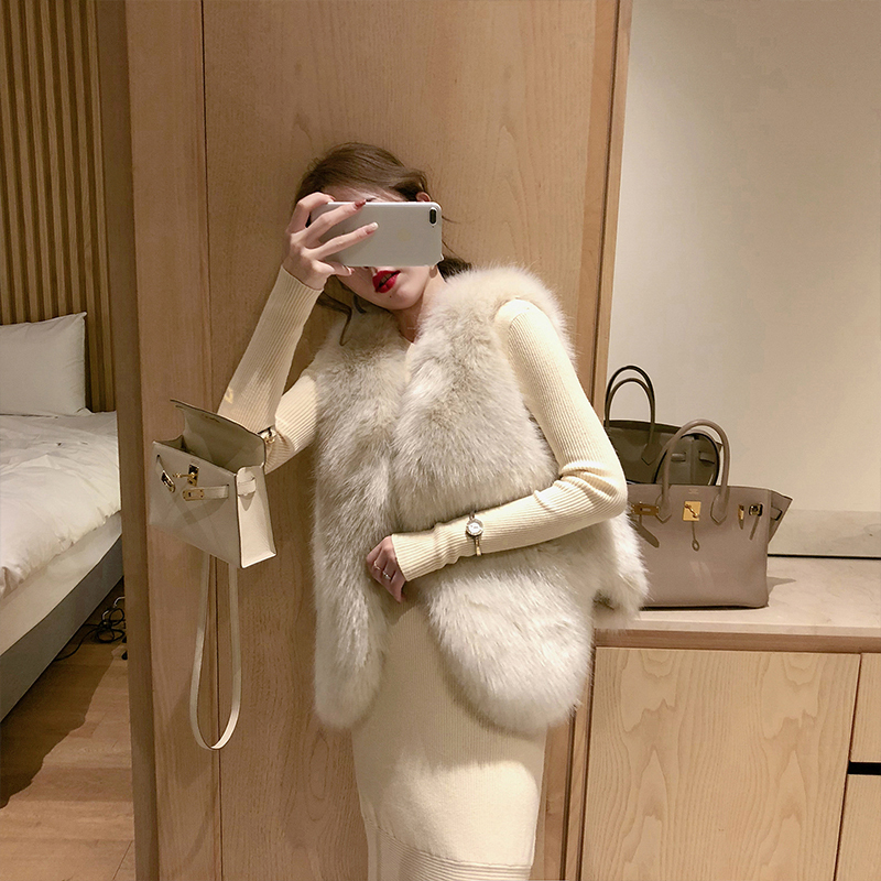 Fur Vest for Women 2026 Autumn and Winter New Style Faux Fox Fur Vest Short Faux Rabbit Fur Coat