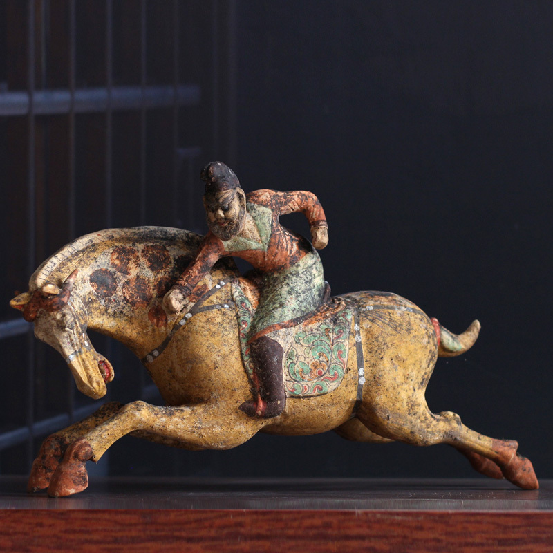 Antique Tang Dynasty Pottery, Ceramic Horse, Pottery Figurine, Polo-Playing Figurine, Polo Figurine, Handicraft, Chinese-Style Home Decoration Antique Tang Dynasty Pottery, Ceramic Horse, Pottery Figurine, Polo-Playing Figurine, Polo Figurine, Handicraft, Chinese-Style Home Decoration