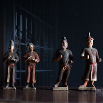 Tang Dynasty civil official figurines antique Caihu pottery pottery figurine collection art old goods old objects Tang figurines painted