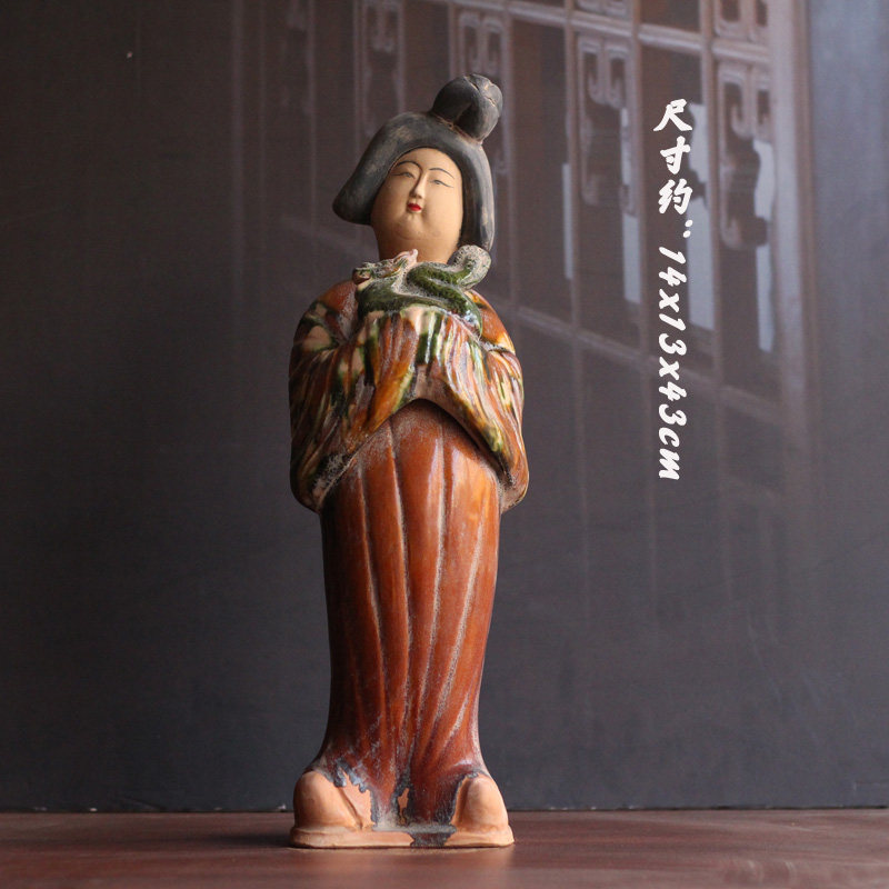 唐三彩陶瓷十二生肖仕女客厅书房博古架仿古陶俑装饰物古玩收藏品-淘宝网