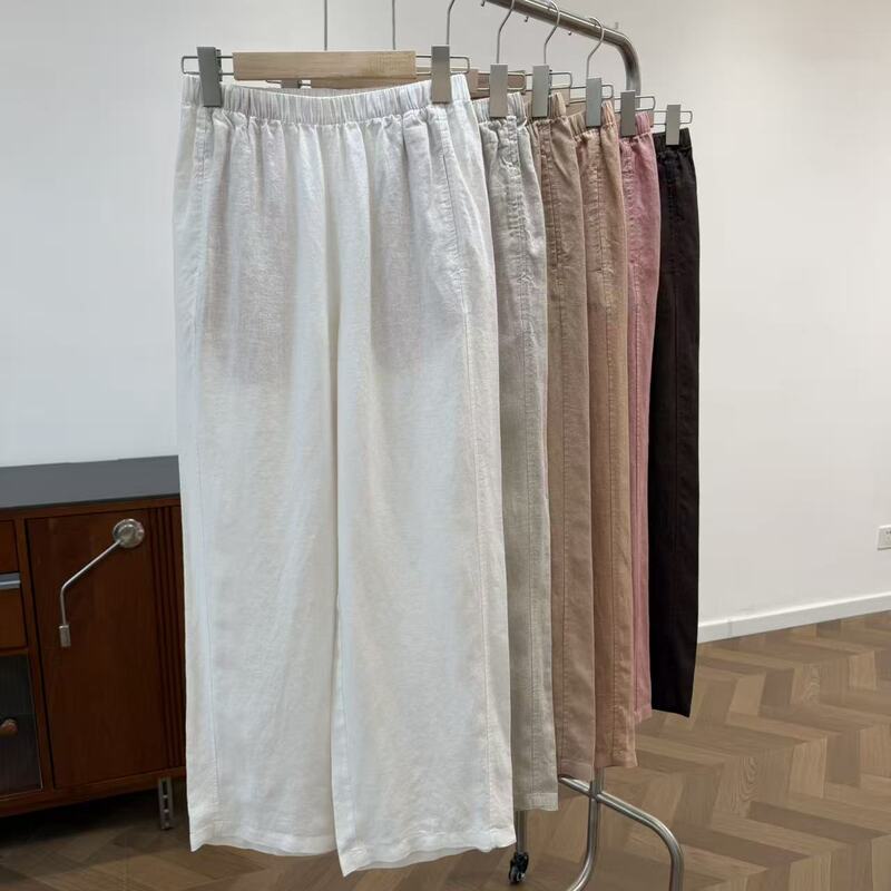 【Liu Zier】14 Pairs of Heilongjiang Black Soil Long-Staple Hemp Leg-Enhancing Pants, Glossy Slim-Fit Straight-Leg Pants