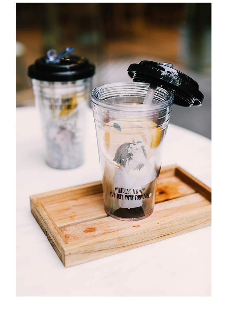 Tanana sippy cup phiên bản sáng tạo Hàn Quốc của net red cup rơm cô gái trái tim sippy cup reefur lê hoa ly ly uống nước