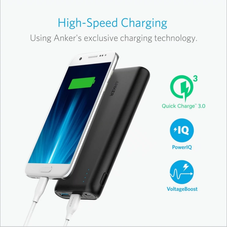 Anker20000 mAh QC3.0 sạc nhanh hai chiều sạc pin di động Kho báu pin không dây VIVE pin sạc dự phòng energizer