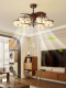Qingyao Qingyao Song-Style Aesthetic Living Room Fan Lamp, Antique Style Zen Fabric Bamboo Shadow Bedroom Study Lighting Fixtures