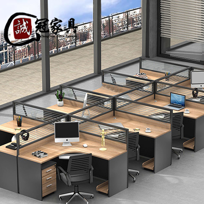 Minima Modern Office Furniture Combination Staff Desk Chair 46 People Position Corner Employee Table Partition Screen Holder