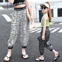 Girls anti-mosquito pants Summer 10 Outer wear CUHK Tong Sport casual pants 89 ten-year-old girl thin and breathable 90% pants