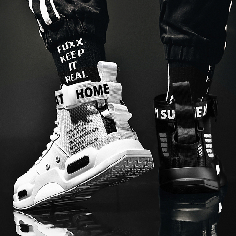 Men's Shoes from Putian, Large Size Sneakers, Spring and Autumn High-Top Basketball Casual Sports Shoes, Height-Increasing Dad Shoes, Trendy Men's Cotton Shoes