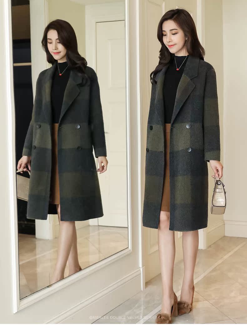 Montparnian đôi phải đối mặt với cashmere áo nữ phần dài 2018 mới chống mùa len áo Hàn Quốc phiên bản của áo len áo khoác lông vũ nữ