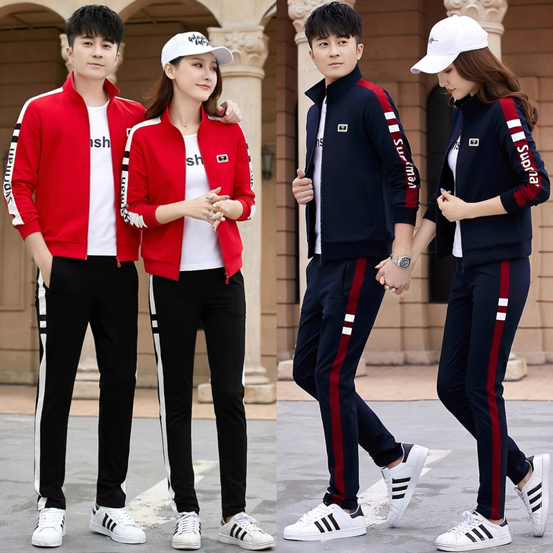 2026 Spring and Autumn Fashion Couple Set Men's Running Sportswear Women's Casual Suit Pure Cotton Sweatshirt Two-Piece Set