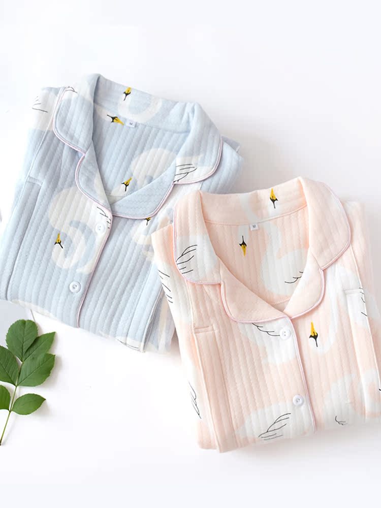 British Next kiss pregnant women postpartum autumn and summer gauze confinement clothing spring and autumn pure cotton breastfeeding pajamas in October