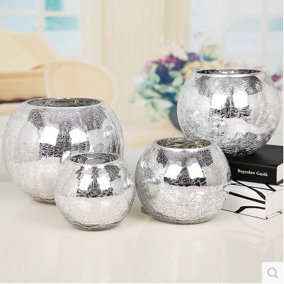 Electroplated Silver Ice Flower Spherical Glass Vase Home Living Room Tv Cabinet Soft Decoration Dried Flower Ornament Electroplated Silver Ice Flower Spherical Glass Vase Home Living Room Tv Cabinet Soft Decoration Dried Flower Ornament