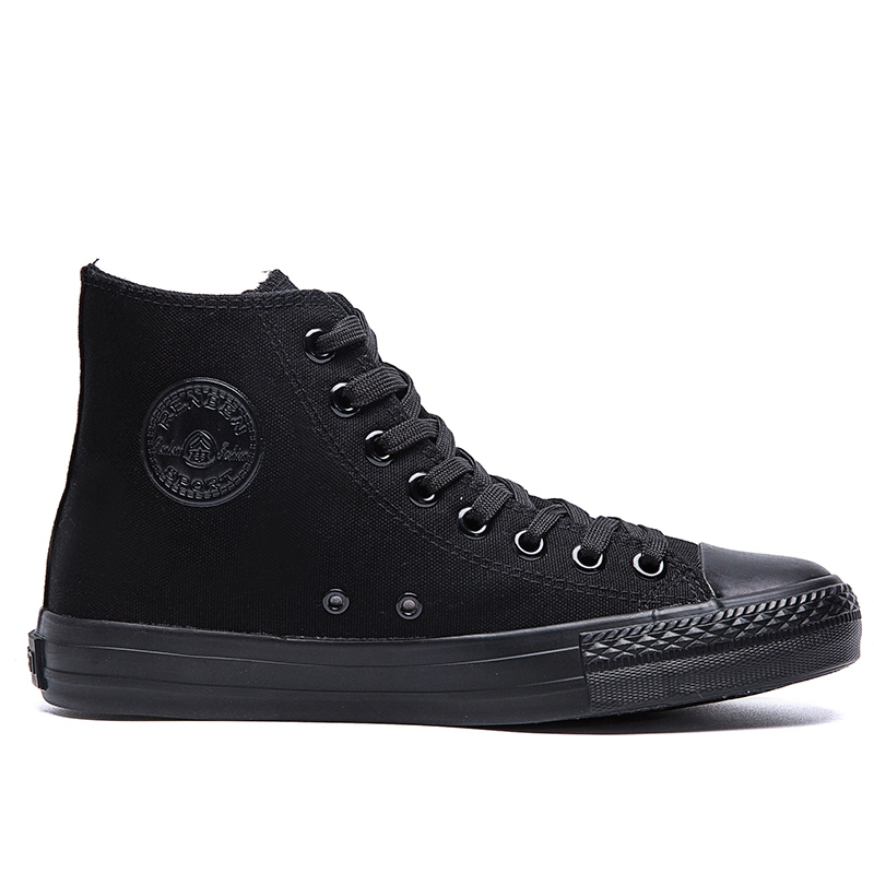 Men's High-Top Black Casual Work Shoes, Trendy Versatile High-Top Canvas Shoes, Autumn Sneakers