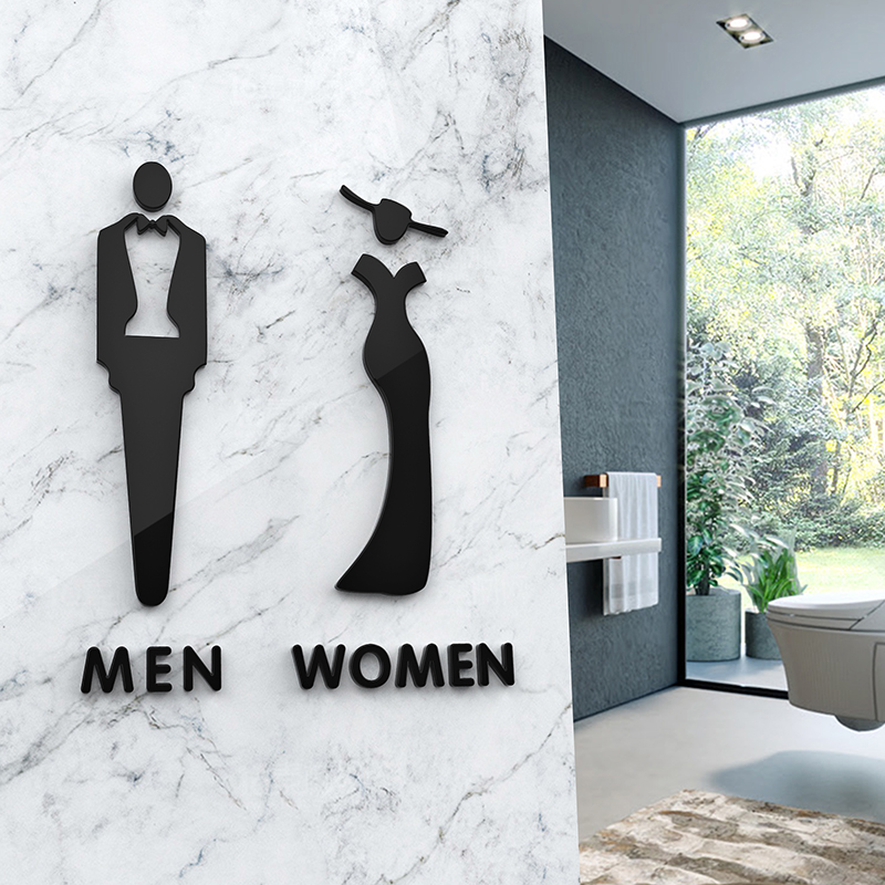 Solid Brief About Men And Women's Bathroom Logo High-end Mall Makeup Room Door Card Creative Hotel Toilet Sign Cards