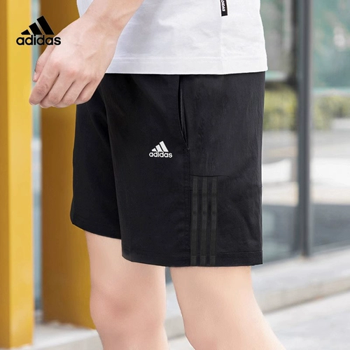 Adidas, шорты, летние тонкие дышащие черные быстросохнущие штаны для спортзала