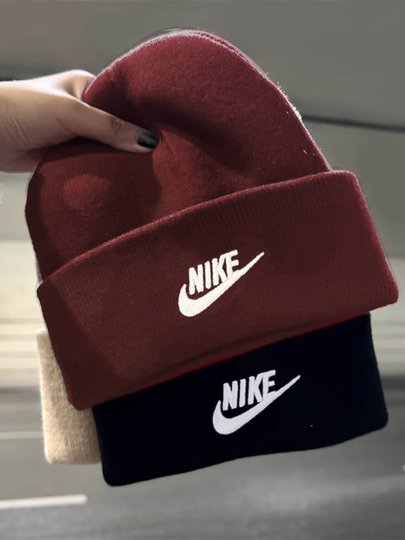 NIKE耐克红色针织帽男女帽冬季新款滑雪帽情侣冷帽骑行运动毛线帽