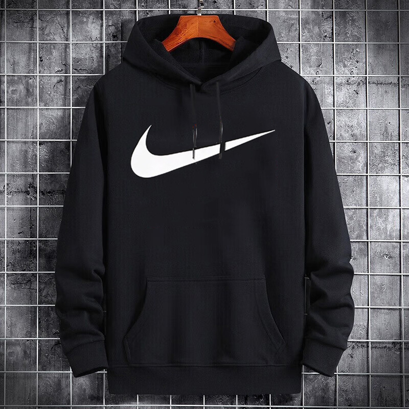 Nike Black Hooded Sweatshirt Men's Loose Fit Autum New Long-Sleeved Casual Sports Pullover Cz2426