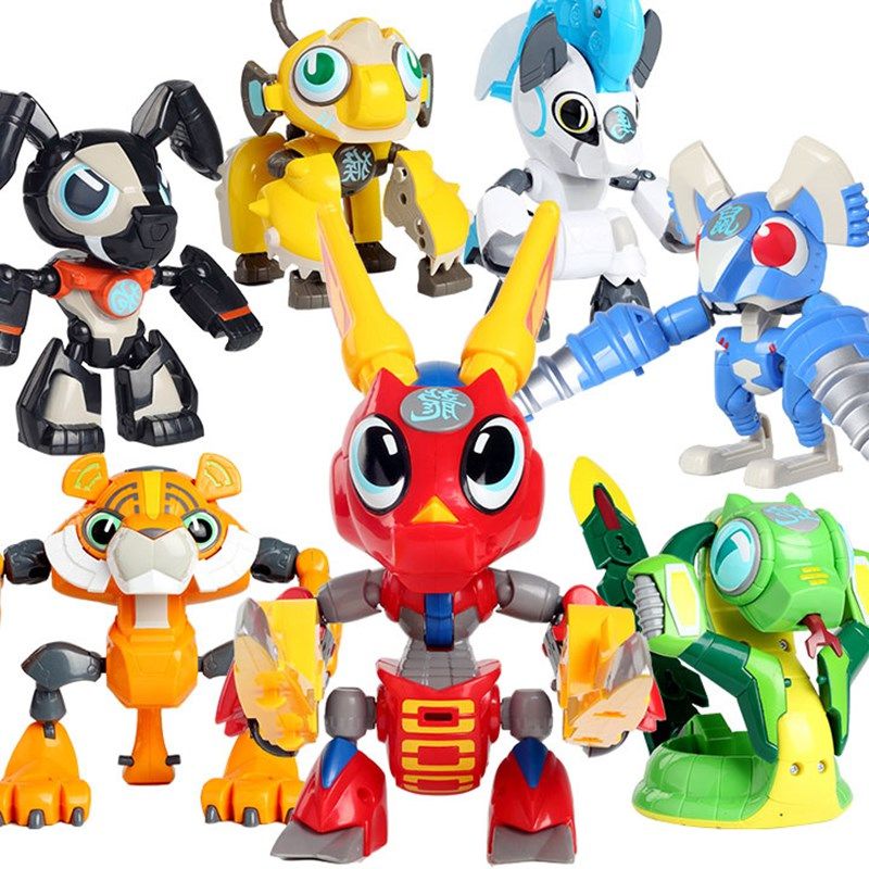 Sambo Steel armor Dragon Man Toy Zodiac Warrior Deformed Tiger Wei Weikat Dog Bouncing snake Crayfish