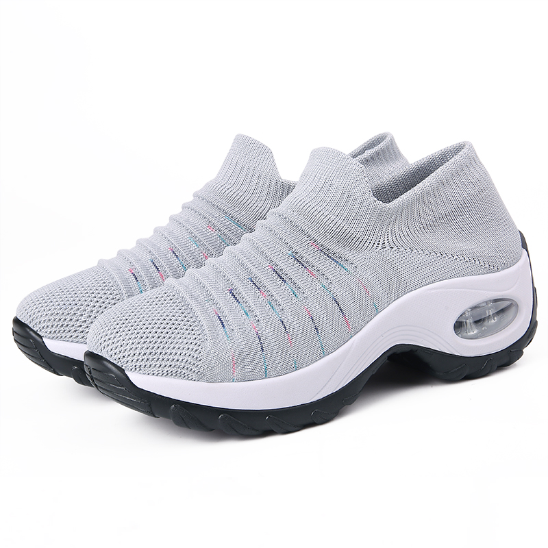 2089 Grey Color Socks And Shoesautumn Women's Shoes Walking shoes female walking shoes Small size   33   34 code Mom shoes Middle aged and elderly Rocking shoes female