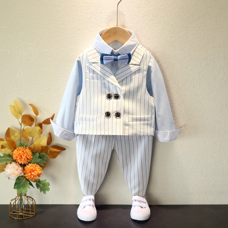 Children's suit boy shirt strap panties dress horsewry singing suit show British flower boy handsome