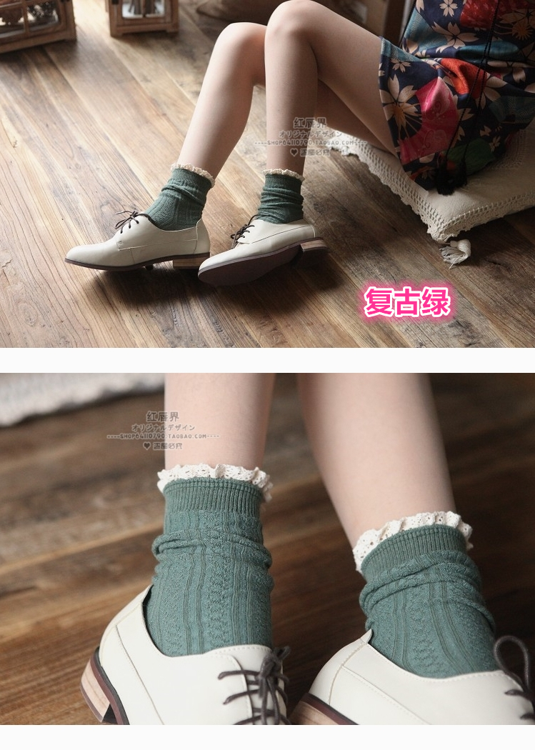 Mùa xuân và mùa thu Mới Sen ren retro vớ mùa xuân người phụ nữ ngọt ngào vớ ren đại học gió cotton sinh viên các loại quần tất