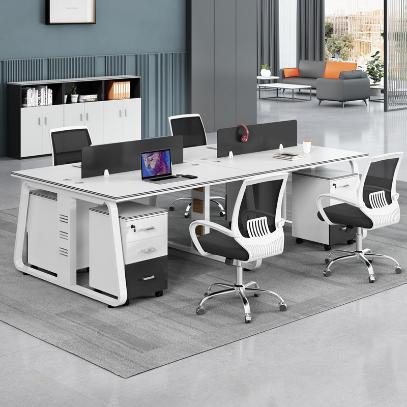 Staff desk is simple modern office furniture 4 people staff position 6 people computer tables and chairs combined screen card seat