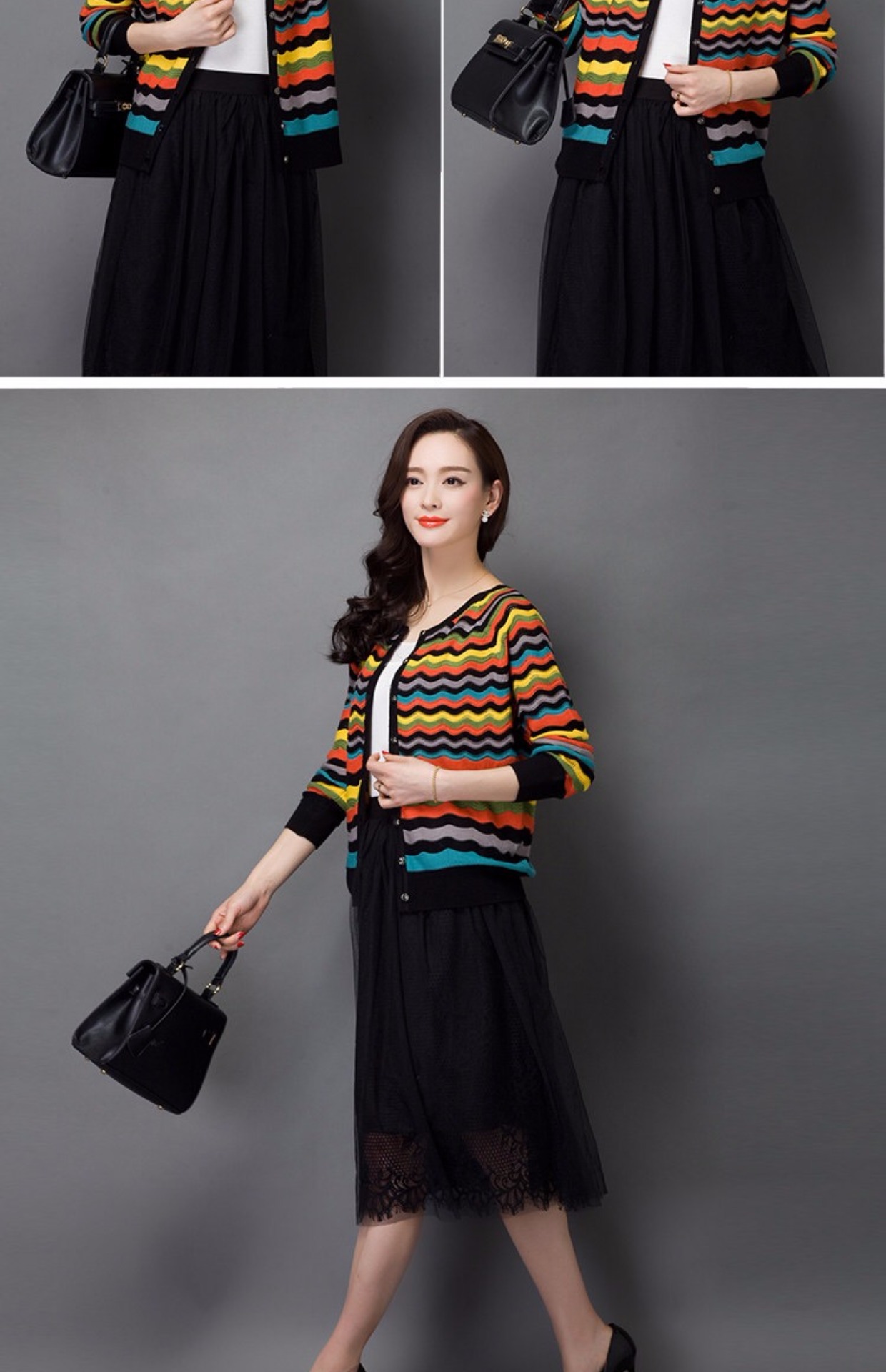 Áo len nữ 2018 mới áo len cardigan ngắn tay dài mùa xuân và mùa thu mỏng đan kích thước lớn phiên bản Hàn Quốc của áo sơ mi rộng rãi áo len dài