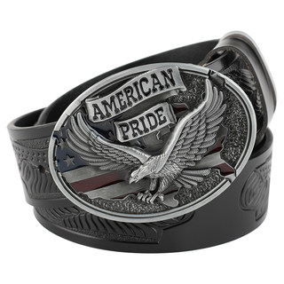 老鹰国旗皮带扣压花腰带平滑扣创意男女装饰休闲皮带