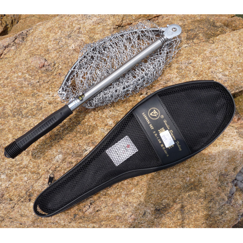 Portable folding fishing net stainless steel can be put into the fishing box Ultra-light fish copy retractable Boyang 1 7 meters 1 8 meters