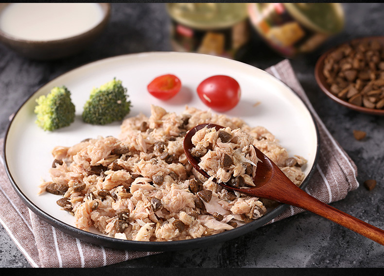 Mèo tươi R & F đóng hộp Thái Lan nhập khẩu thịt trắng vào một con mèo đóng hộp 85g24 lon mèo ăn nhẹ cả hộp bibimbap thức ăn ướt - Đồ ăn nhẹ cho mèo bánh quy lưỡi mèo
