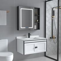 Space aluminum alloy intelligent bathroom cabinet combination Rock plate stone sink toilet wall-mounted sink ceramic surface pool