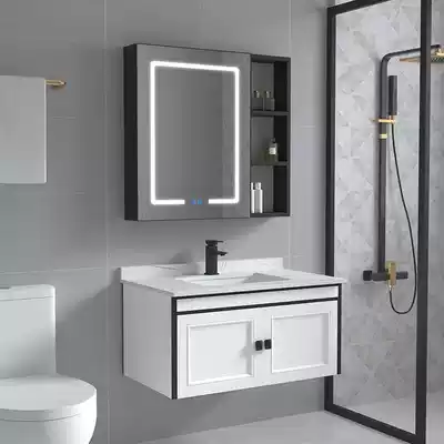 Space aluminum alloy smart bathroom cabinet combination rock plate stone washstand powder room wall-mounted wash basin ceramic surface pool