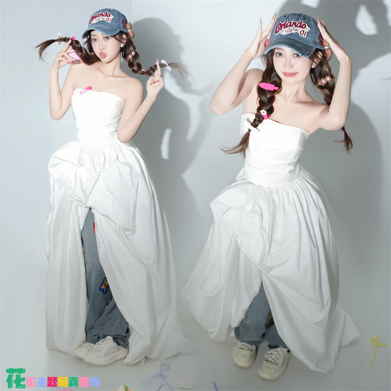 New Studio Photography Travel-Themed Clothing, Fashionable Wedding Photography Outdoor Short-Front-Long-Back Gown with a Train New Studio Photography Travel-Themed Clothing, Fashionable Wedding Photography Outdoor Short-Front-Long-Back Gown with a Train