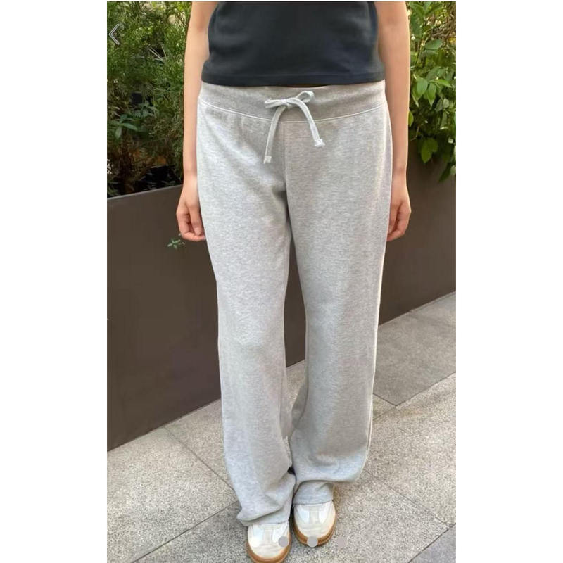 B@ Cut-Label American Style Women's New Low-Waist Slimming Sports Long Pants with Cut Edges, Wide-Leg Fleece-Lined Long Pants with Frayed Edges, Hairei