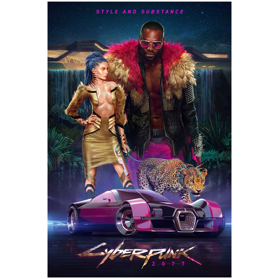 Постер игры Cyberpunk 2077, периферийное спортивное авто, металлический стиль, настенное стикер-комната, общежитие, спальня, декоративная картина