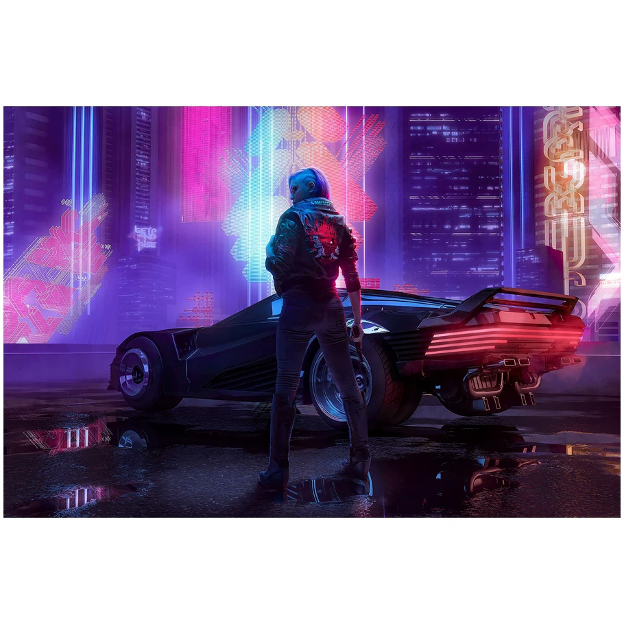Постер игры Cyberpunk 2077, периферийное спортивное авто, металлический стиль, настенное стикер-комната, общежитие, спальня, декоративная картина
