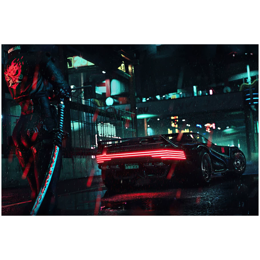 Постер игры Cyberpunk 2077, периферийное спортивное авто, металлический стиль, настенное стикер-комната, общежитие, спальня, декоративная картина