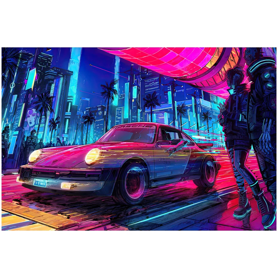 Постер игры Cyberpunk 2077, периферийное спортивное авто, металлический стиль, настенное стикер-комната, общежитие, спальня, декоративная картина
