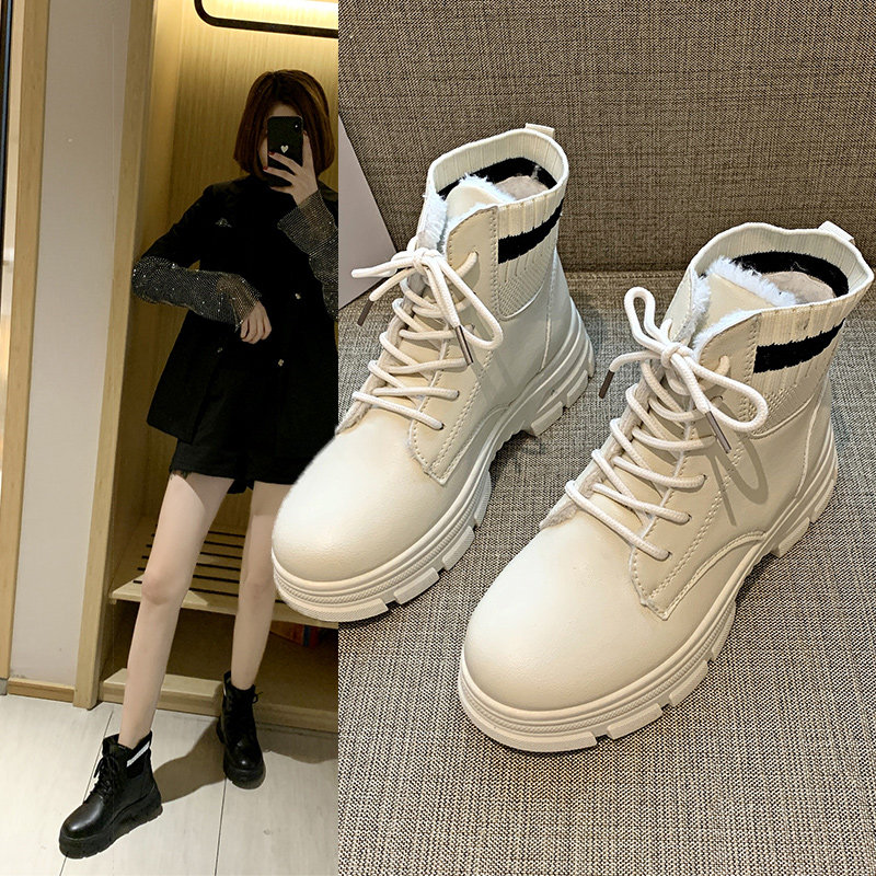 马丁靴女2019新款百搭英伦风网红超火韩版瘦瘦靴棉鞋冬加绒短靴子