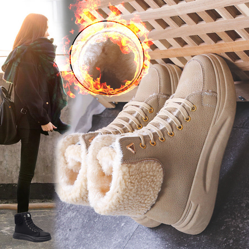 马丁靴女2019新款冬季棉鞋百搭加绒厚底保暖雪地靴ins潮中筒短靴