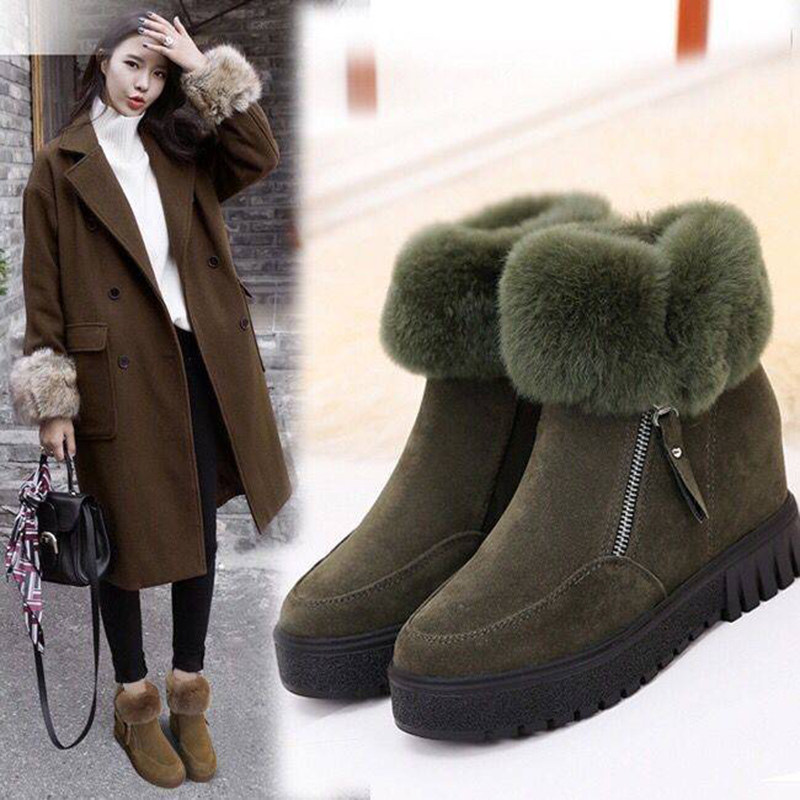 内增高雪地靴女冬季2019新款短筒平底短靴学生韩版加绒靴保暖棉鞋