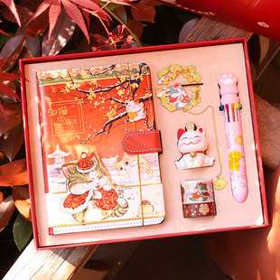 Gift box, cute laptop for students, scheduler, Chinese style