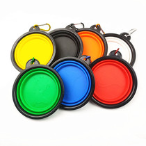 New Pet Bowl Portable Large Number Pet Dog Basin Dog Bowl With Mountaineering Buckle Silicone Outdoor Pet Folding Water Basin
