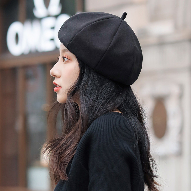 Berets Hood Woman Autumn Winter New Korean Version Tide Retro Inron Pumpkin Cap 100 Lap Sweet Love Day Ensemble Newsday Children's Beret