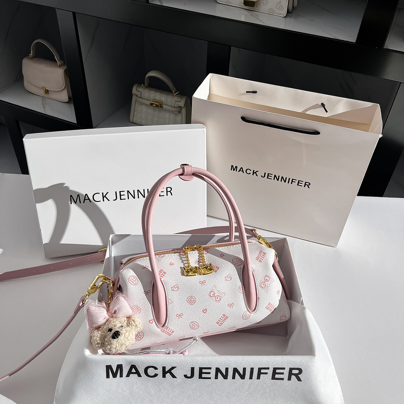 Mack Jennifer Fashionable Sweet-Cool Style Printed Boston Bag for Women 2026 New Style Hand-Held Shoulder Crossbody Bag