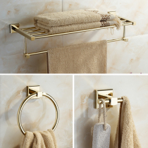 Lyle bathroom full copper bath towel rack Towel rack free hole gold bathroom bathroom hardware hook piece storage rack