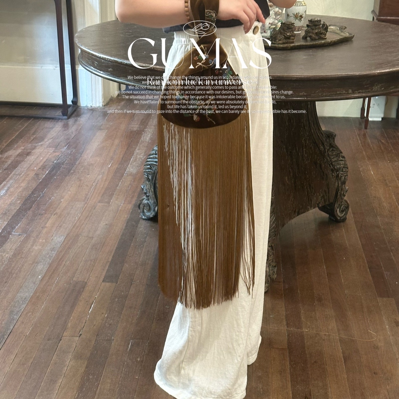 Gumas Retro Caramel-Colored Beaded Embroidered Handmade Tassel Bag, a Handbag That Creates a Sense of Atmosphere
